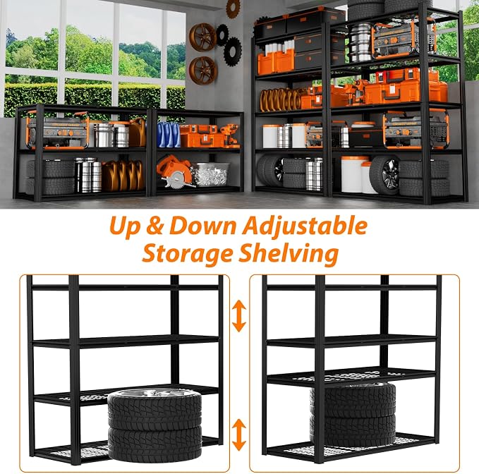 48" W Garage Shelving Heavy Duty, 2800LBS Storage Shelves, 5-Tier Adjustable - Image 5
