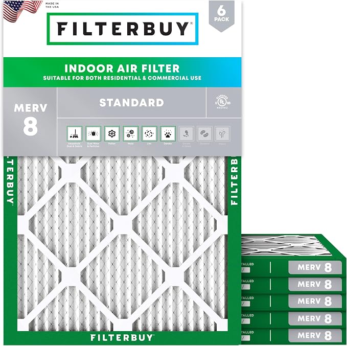 Filterbuy 14x16x1 Air Filter MERV 8 Dust Defense Replacement, Electrostatic by Filterbuy