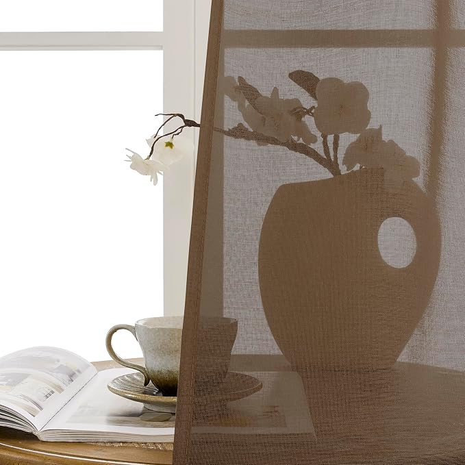Tollpiz Sheer Door Curtain Closet Linen Textured Curtains Sheer Doorway Light - Image 9