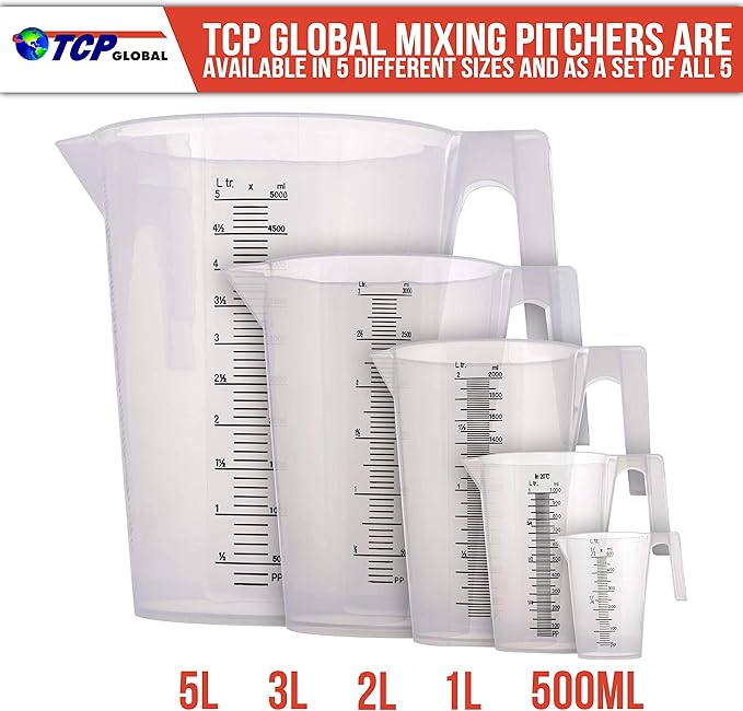 TCP Global 5 Liter Gallon Plastic Graduated Measuring and Mixing Pitcher - Image 6