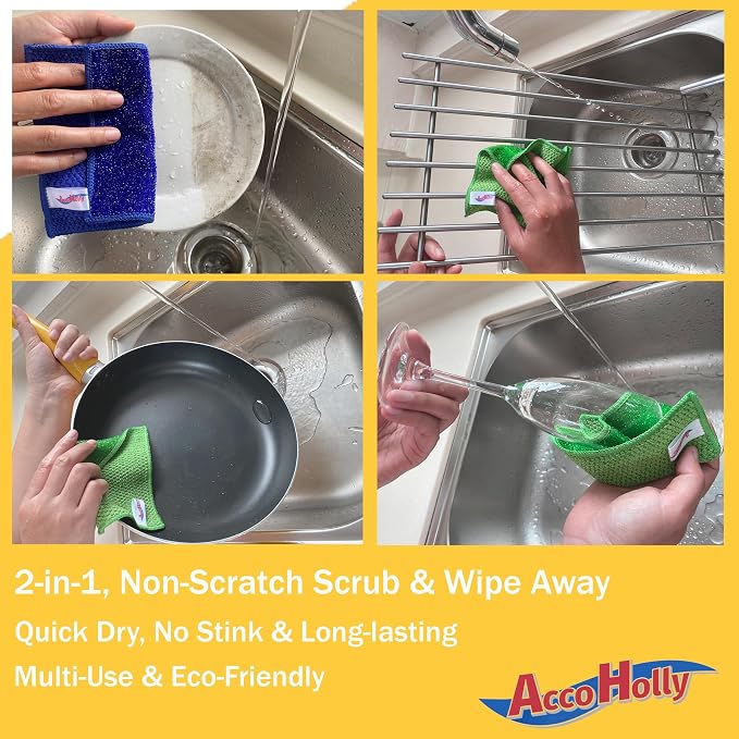 12 Pack Microfiber Scrub Dish Cleaning Cloth, Non-Scratch, Reusable & Durable - Image 4