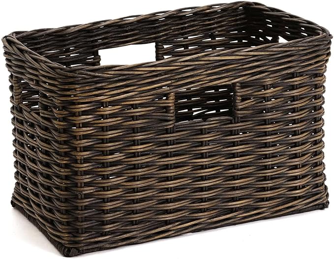 The Basket Lady Tall Rectangular Wicker Storage Basket, 16.5 in L x 10.5 in W x by TheBasketLady