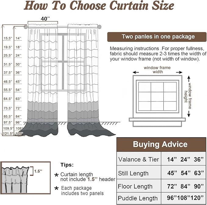 Chyhomenyc Cream Sheer Curtains 84 Inches Long 2 Panels Set- Light Filtering - Image 6