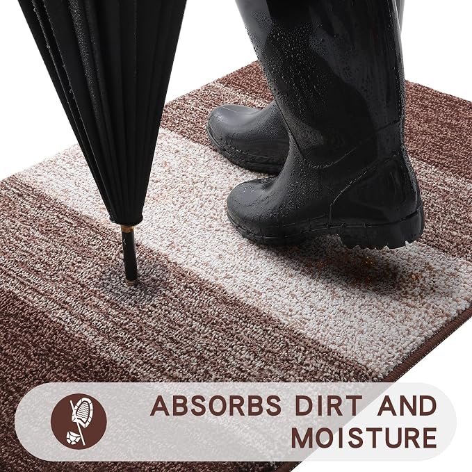 Kitinjoy Indoor Outdoor Door Mat, 48x32 Non-Slip Absorbent Dirt Trapper - Image 2