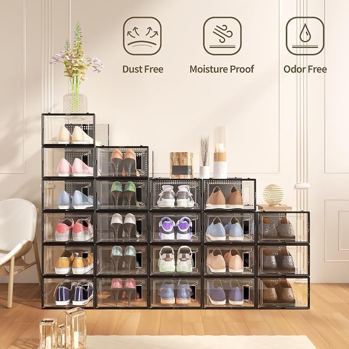 12 Pack XX Large Shoe Organizer Storage Boxes - Image 2