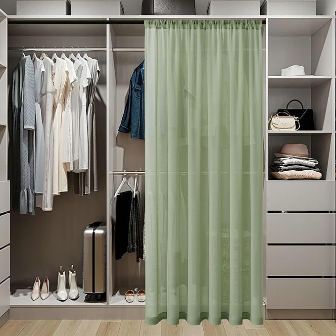 Tollpiz Short Sheer Door Curtain Closet Linen Textured Curtain Sheers Doorway - Image 3