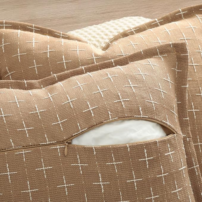 ZWJD Throw Pillow Pillow Covers 20x20 Set of 2 Soft Polyester Textured Pillow - Image 3