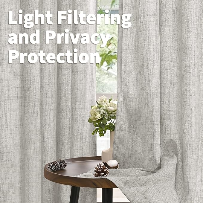 YoungsTex Light Grey Cafe Curtains 36 Inch Length - Image 3