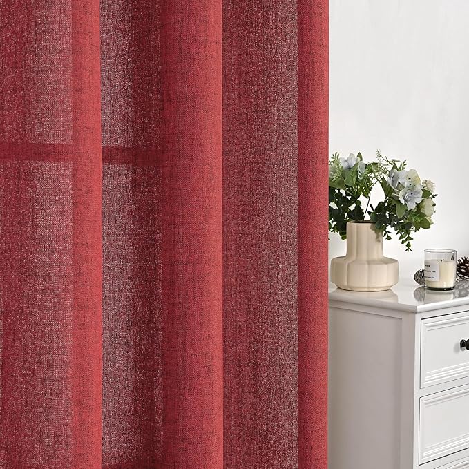 YoungsTex Red Linen Curtains 45 Inch Length - Image 7