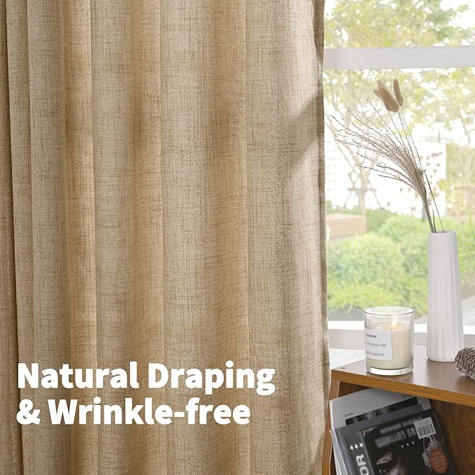 YoungsTex Toffee Linen Curtains 84 Inch Length 2 Panels - Image 6