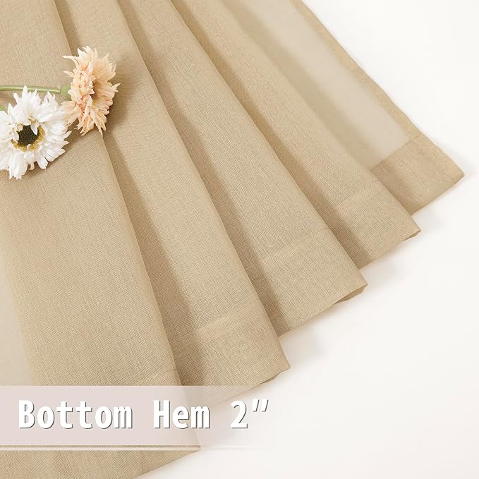 Tollpiz Short Sheer Door Curtains Closet Linen Textured Curtains Sheer Doorway - Image 7
