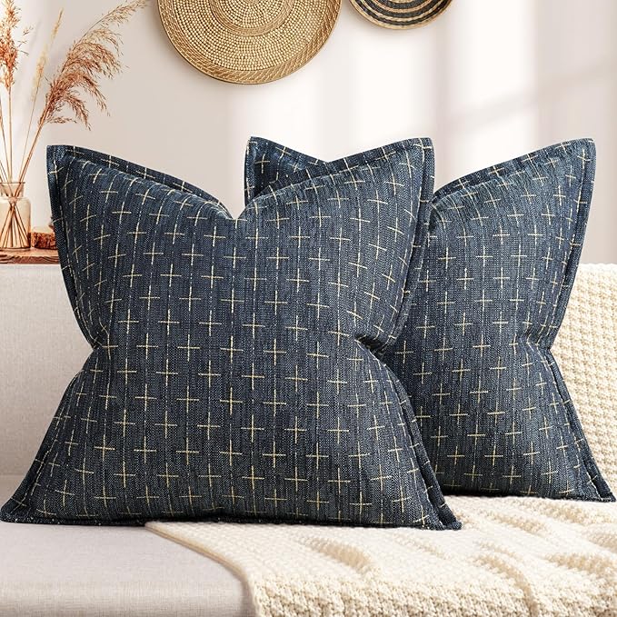ZWJD Pillow Covers 22x22 Set of 2 Soft Polyester Textured Pillow Covers by ZWJD