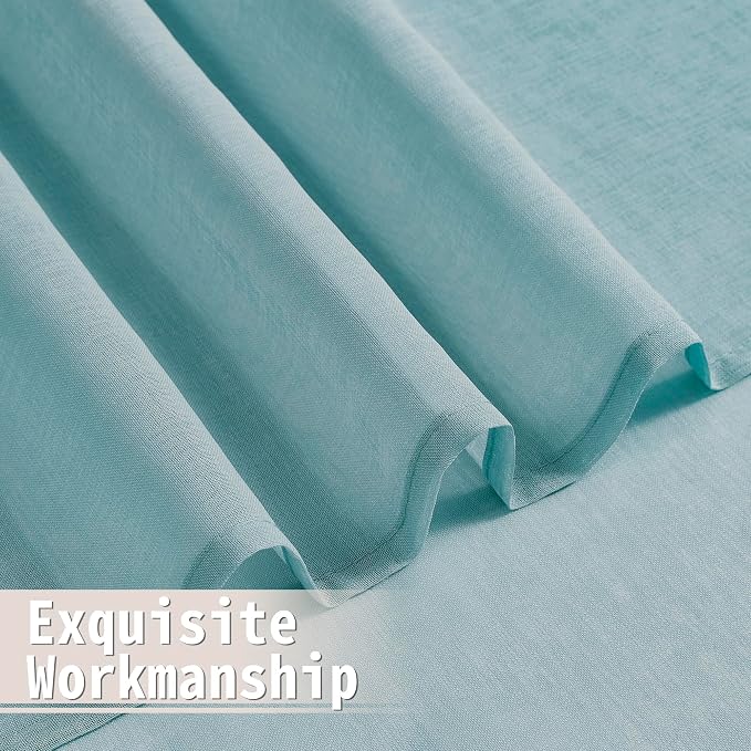 Tollpiz Short Sheer Door Curtains Closet Linen Textured Curtains Sheer Doorway - Image 8