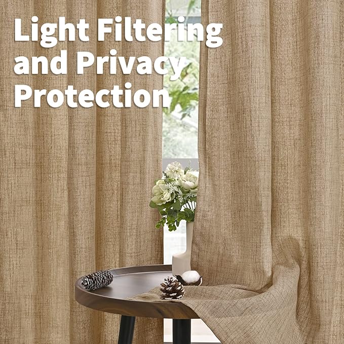 YoungsTex Burlap Linen Curtains 63 Inch Length - Image 4