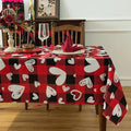 Red Gingham Plaid Love Heart Tablecloth by Essifunia