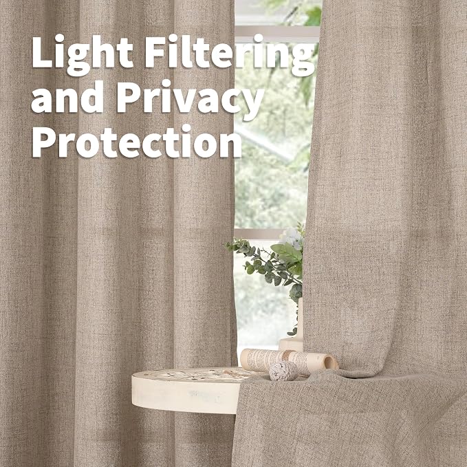 YoungsTex Dark Oatmeal Linen Curtains 72 Inches Long - Image 3