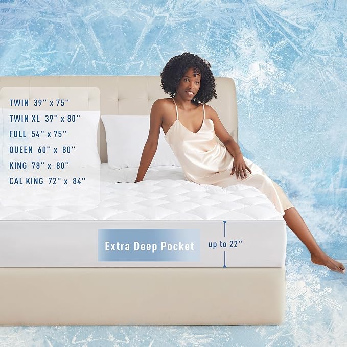 Sunflower Cooling Quilted Mattress Protector, Mattress Pad King Chill Soft - Image 5