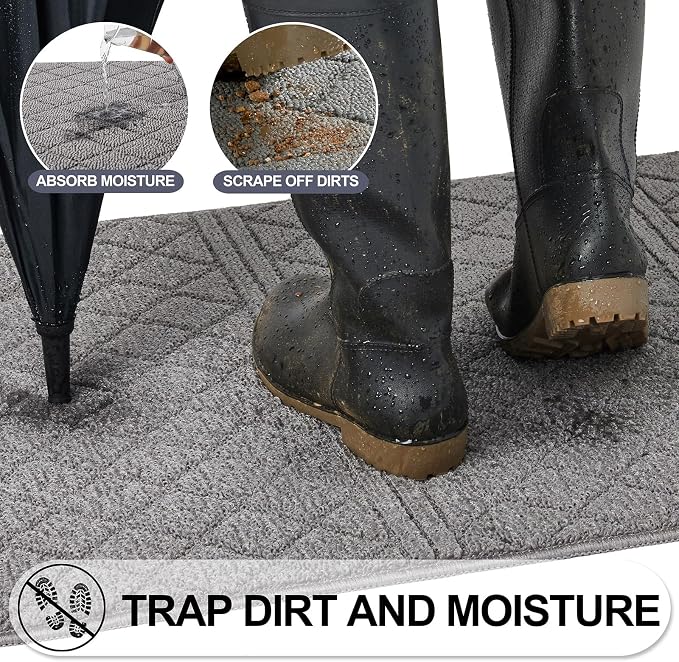 REFETONE Indoor Doormat, Front Back Door Mat 36"x59" Absorbent Rubber Backing - Image 4