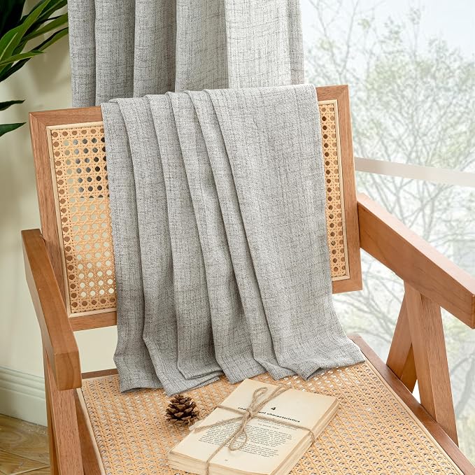 YoungsTex Dark Grey Linen Curtains 72 Inch Long 2 Panels - Image 9