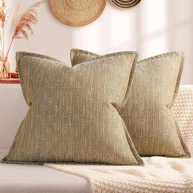 ZWJD Pillow Covers 18x18 Set of 2 Soft Polyester Textured Pillow Covers by ZWJD