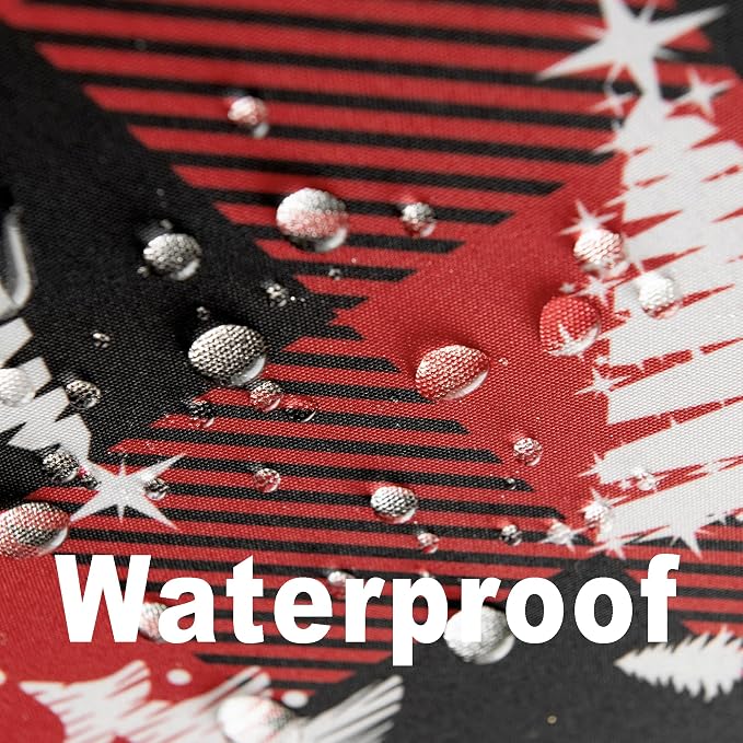 Red Waterproof Plaid Christmas Tree Tablecloth Fabric - Image 4