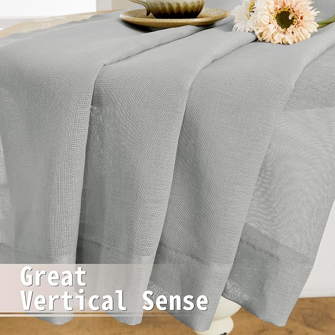 Tollpiz Sheer Door Curtain Closet Linen Textured Curtains Sheer Doorway Light - Image 6