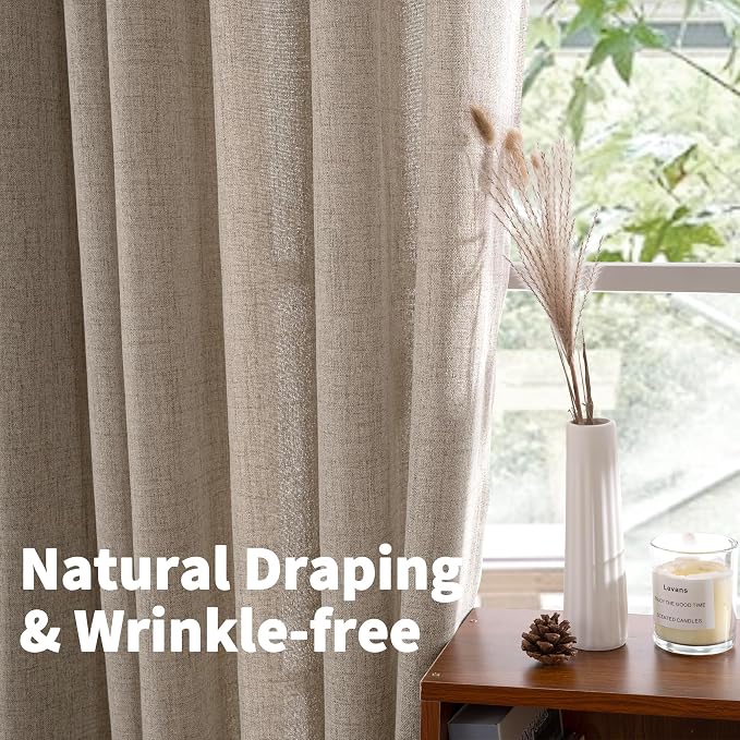 YoungsTex Dark Oatmeal Linen Curtains 54 Inch Length - Image 5