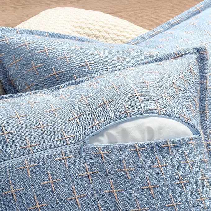 ZWJD Pillow Covers 16x16 Set of 2 Soft Polyester Textured Pillow Covers - Image 3