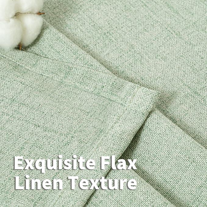 YoungsTex Sage Green Linen Cafe Curtains 36 Inch Length, Short Drapes Light - Image 4