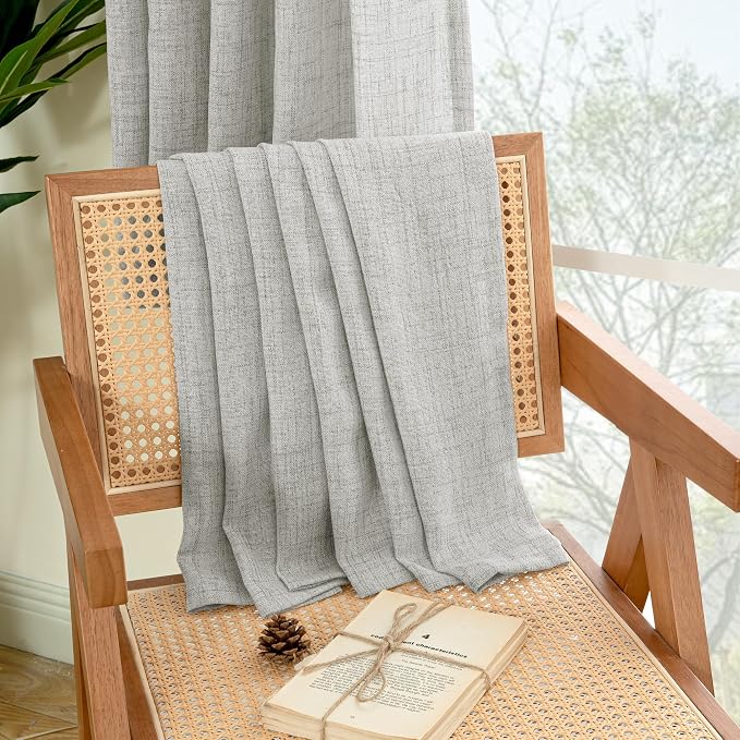 YoungsTex Light Grey Linen Curtains 95 Inches Long - Image 7