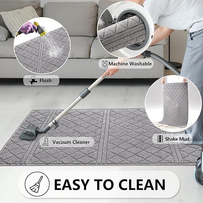 REFETONE Indoor Doormat, Front Back Door Mat 16"x24" Absorbent Rubber Backing - Image 6