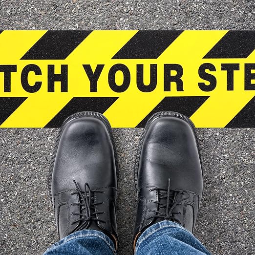 Boao 12 Pieces Watch Your Step Stickers Sign 6 x 24 Inch Caution Watch Your - Image 3