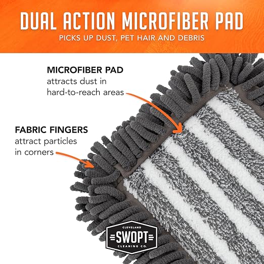 SWOPT 18” Microfiber Dust Mop + 60" Steel Handle, Combo — Dust Mop Head - Image 8