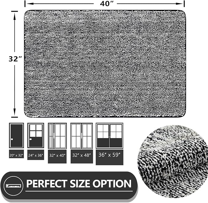 REFETONE Indoor Doormat, Front Door Mat 32"x40" Absorbent Rubber Backing Non - Image 2