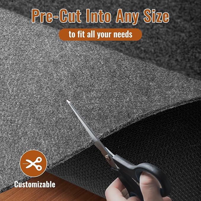 Felt Rug Pad, 2 x 10 Ft Rubber Non-Slip Rug Pad Gripper, Keep Rugs Secure and - Image 3