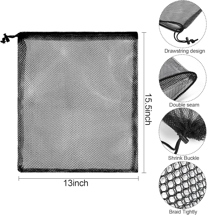 13"X15.5" 24Pcs Mesh Laundry Drawstring Bag Nylon Drawstring Gym Bag - Image 3
