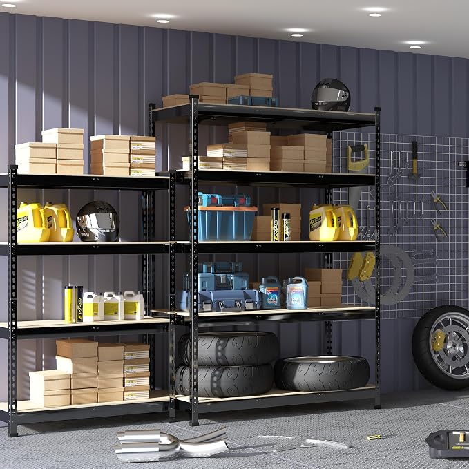 PrimeZone 2 Pack Heavy Duty Adjustable 5 Tier Garage Storage Shelves - Image 2