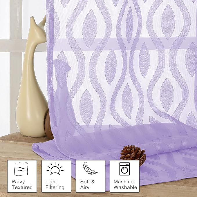 Aiyufeng Sheer Curtains 45 Inch Length 2 Panels, Farmhouse Soft Airy - Image 2