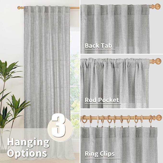 YoungsTex Dark Grey Linen Kitchen Curtains 40 Inches Long - Image 4