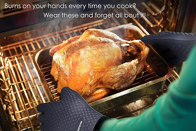 KITCHEN PERFECTION Silicone Smoker Oven Gloves -Extreme Heat Resistant BBQ - Image 8