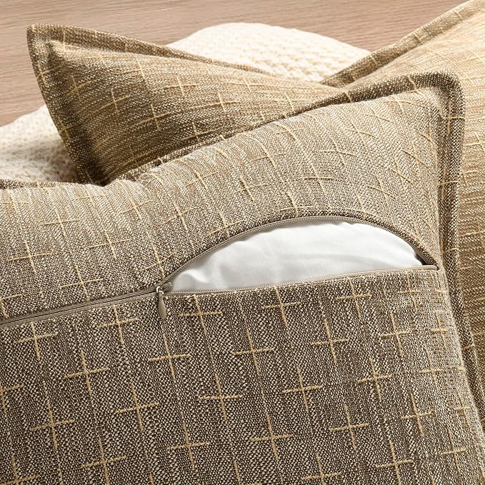 ZWJD Pillow Covers 24x24 Set of 2 Soft Polyester Textured Pillow Covers - Image 3