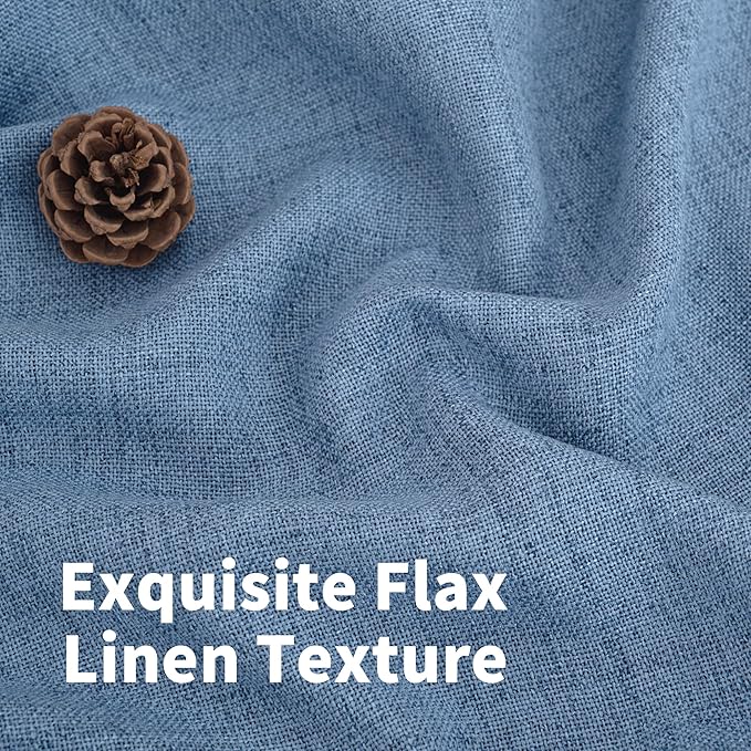 YoungsTex Denim Blue Linen Semi Sheer Curtains 84 Inches Long - Image 4
