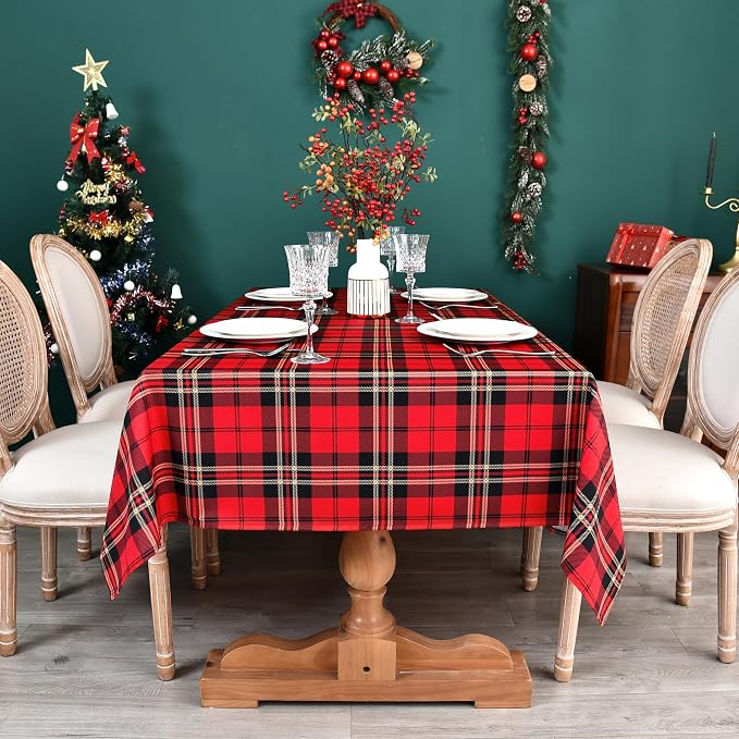 Classic Gingham Buffalo Xmas Tablecloth Fabric - Image 4