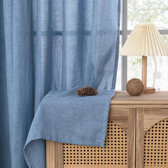 YoungsTex Denim Blue Linen Curtains 36 Inch Length - Image 9