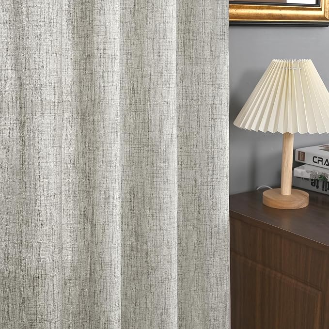 YoungsTex Dark Grey Linen Curtains 63 Inch Length 2 Panels - Image 6