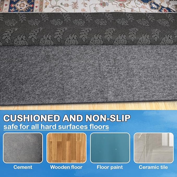 Non-Slip Rug Pads 2 x 20ft, 100% Waterproof Extra Large Area Rugs Non Skid Rug - Image 8
