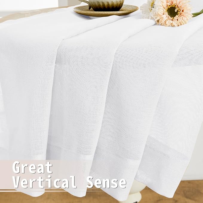 Tollpiz Sheer Door Curtains Closet Linen Textured Curtains Sheer Doorway Light - Image 6