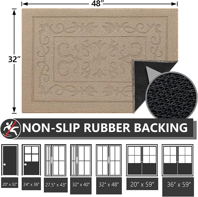 FONEYI Indoor Door Mat 32" x 48", Dirt Trapper Door Mats Non-Slip Entryway Rugs - Image 2