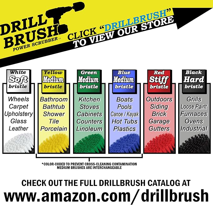 Drillbrush Heavy Duty Stiff Bristle Brush Kit – Power Scrubber Attachment - Image 7