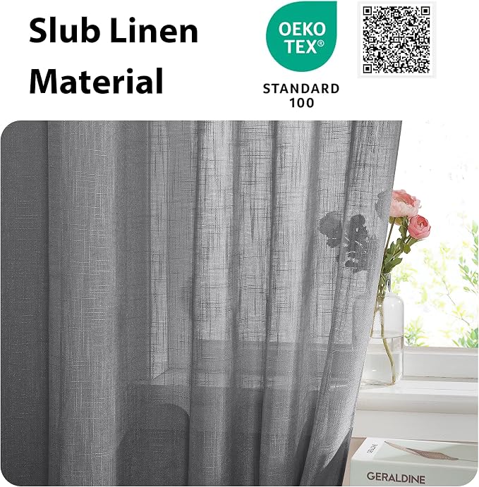 NICETOWN Sheer Door Curtains, Side Small Window Treatment, Farmhouse French - Image 3